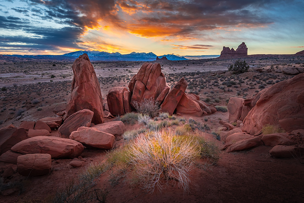 Crack of dawn at Arches National Park.