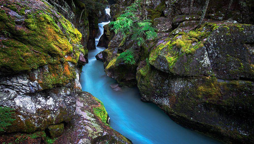 Incredibly blue glacier water on a popular hike in Glacier National Park.